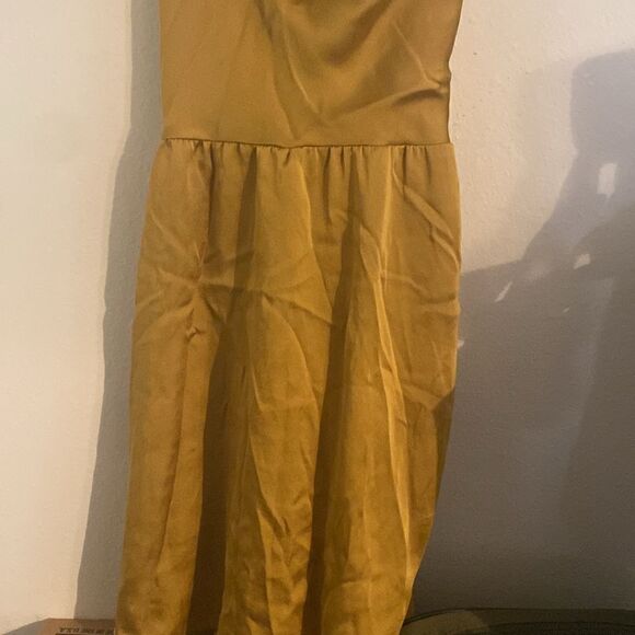 NWOT Free People x Revolve Good Company Cowl Neck Gold Slinky Satin Dress - Picture 13 of 13